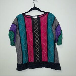 Vintage Donkenny 80’s Color Block Colorful Chenille Sweater